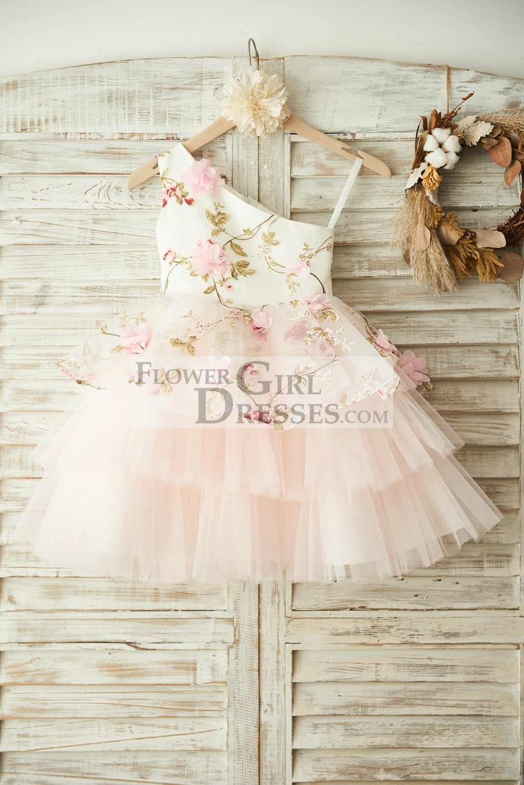 Pink floral flower girl cheap dresses