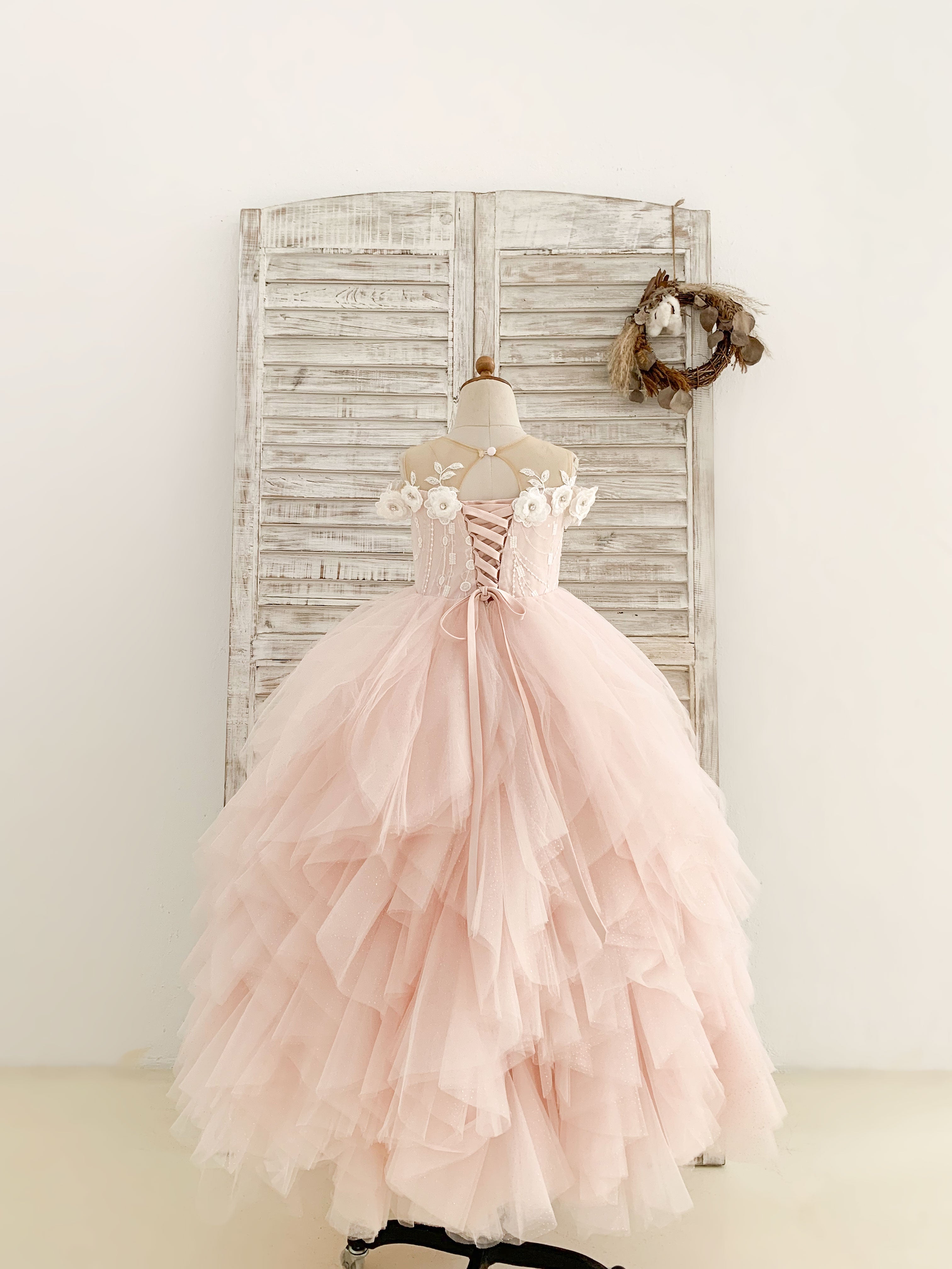 Ball Gown Long Sleeves Pink Long Flower Girl Dress – Dreamdressy