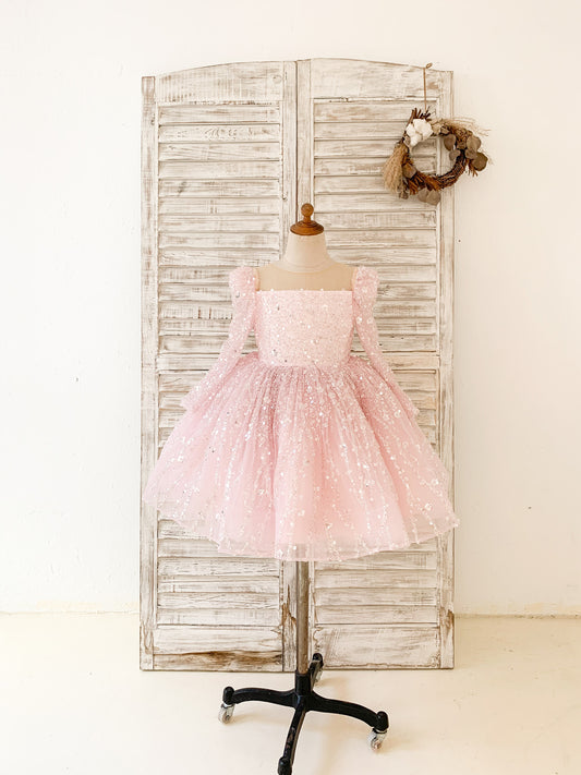 Pink Lace Round Neck With Unique Cape Flower Girl Dresses, FGS084 –  AlineBridal