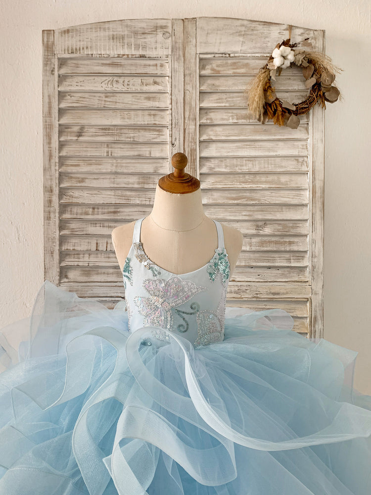 Flower girl dresses ice blue best sale