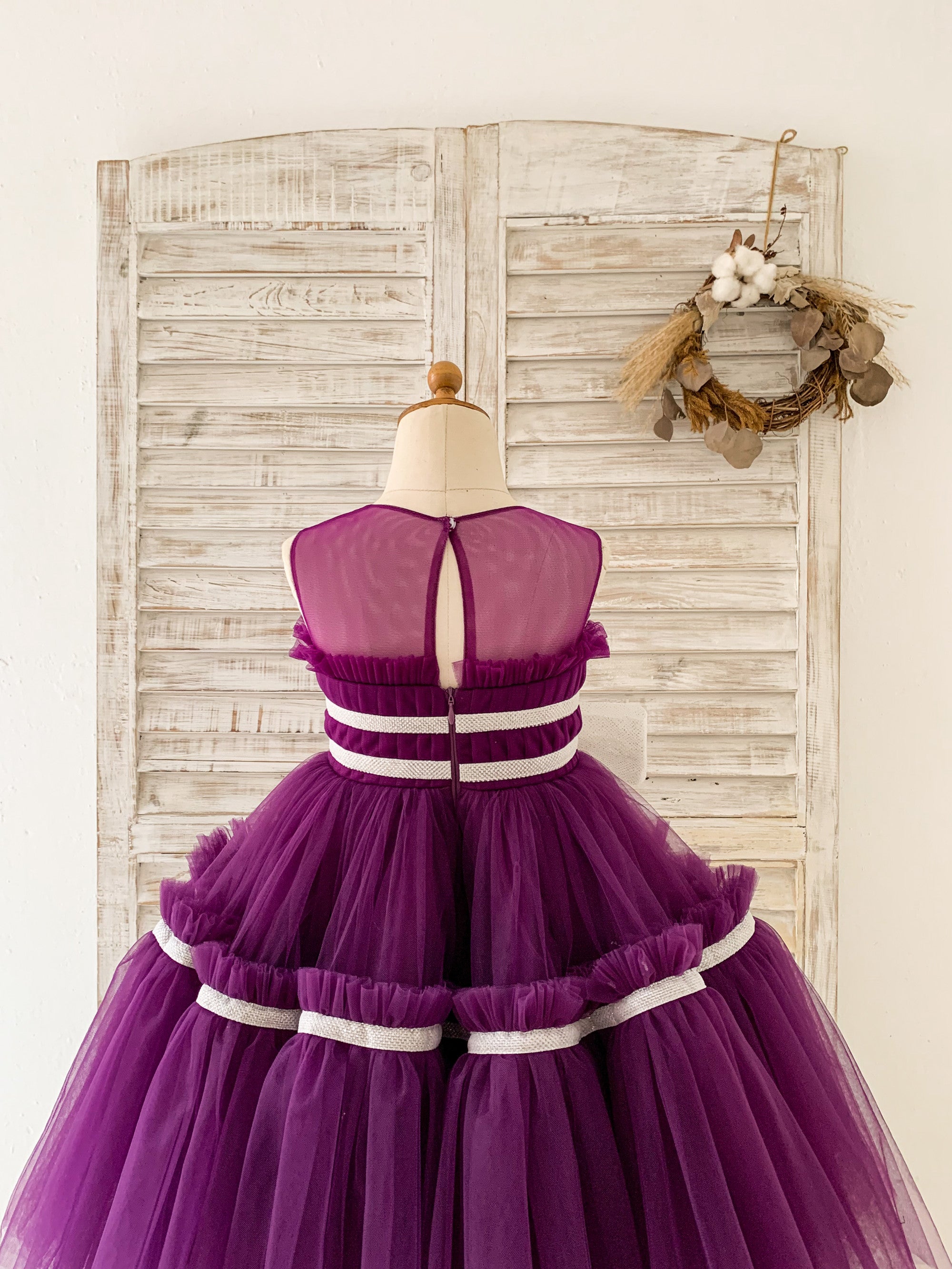 Plum color flower shop girl dresses