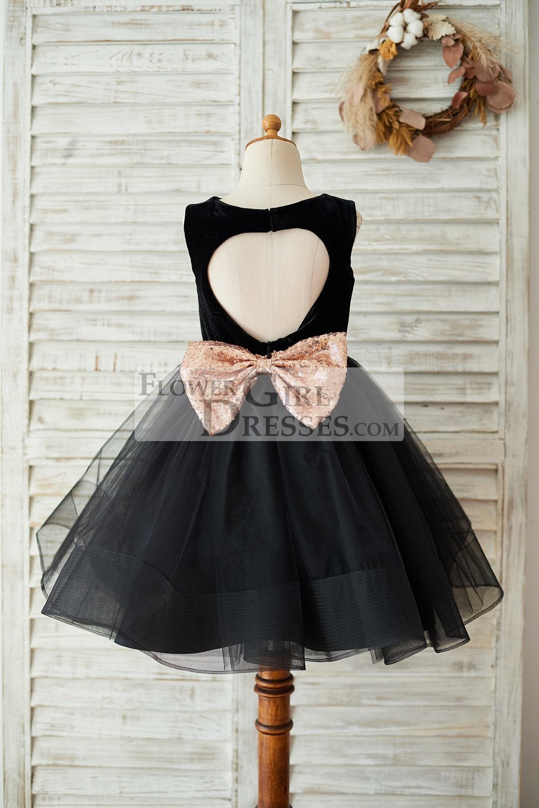 Black velvet store flower girl dress