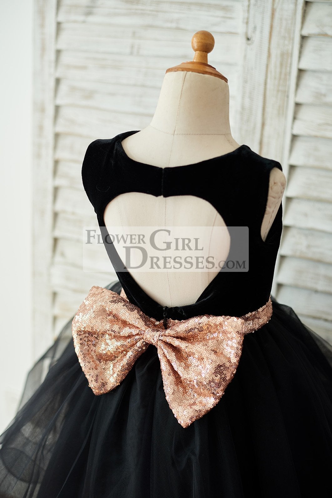 Black velvet cheap flower girl dress