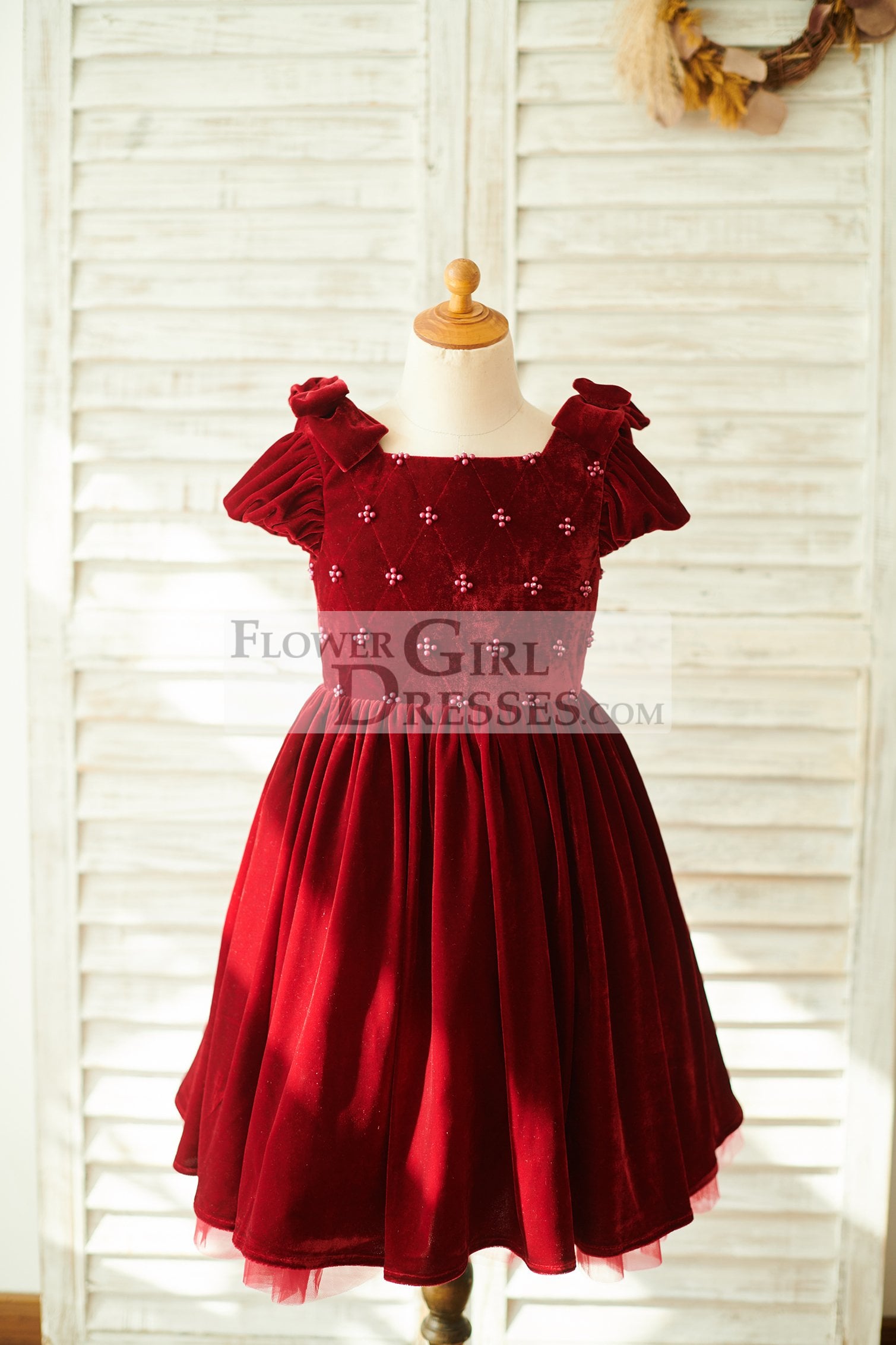 Velvet flower shop girl dresses