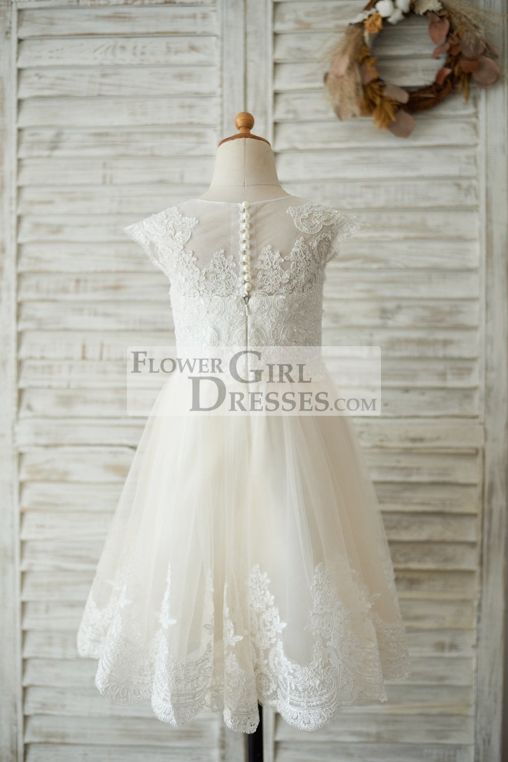 Lace cap sleeve deals flower girl dress