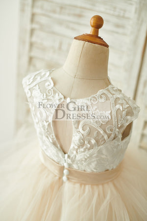 Ivory champagne flower girl dresses on sale