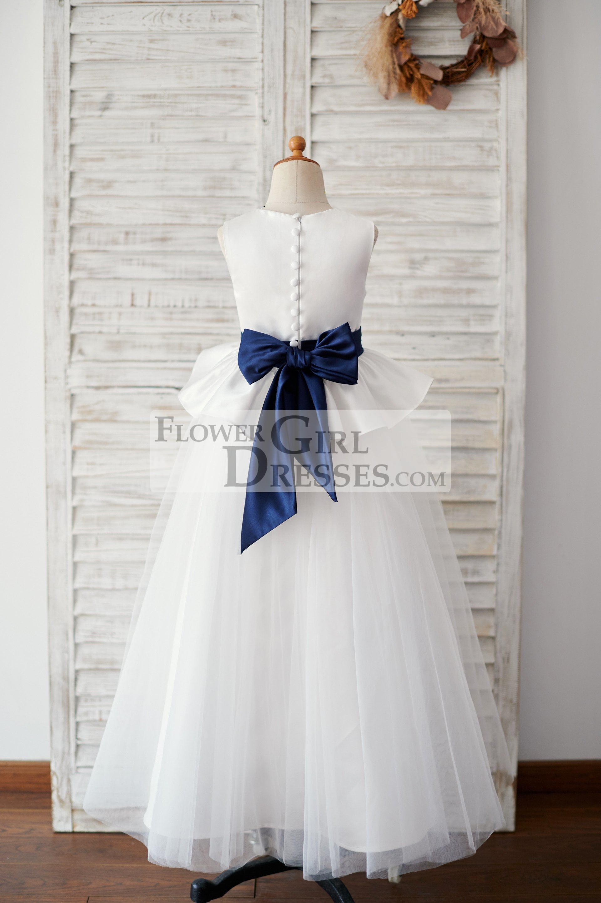 Ivory and blue flower girl clearance dresses