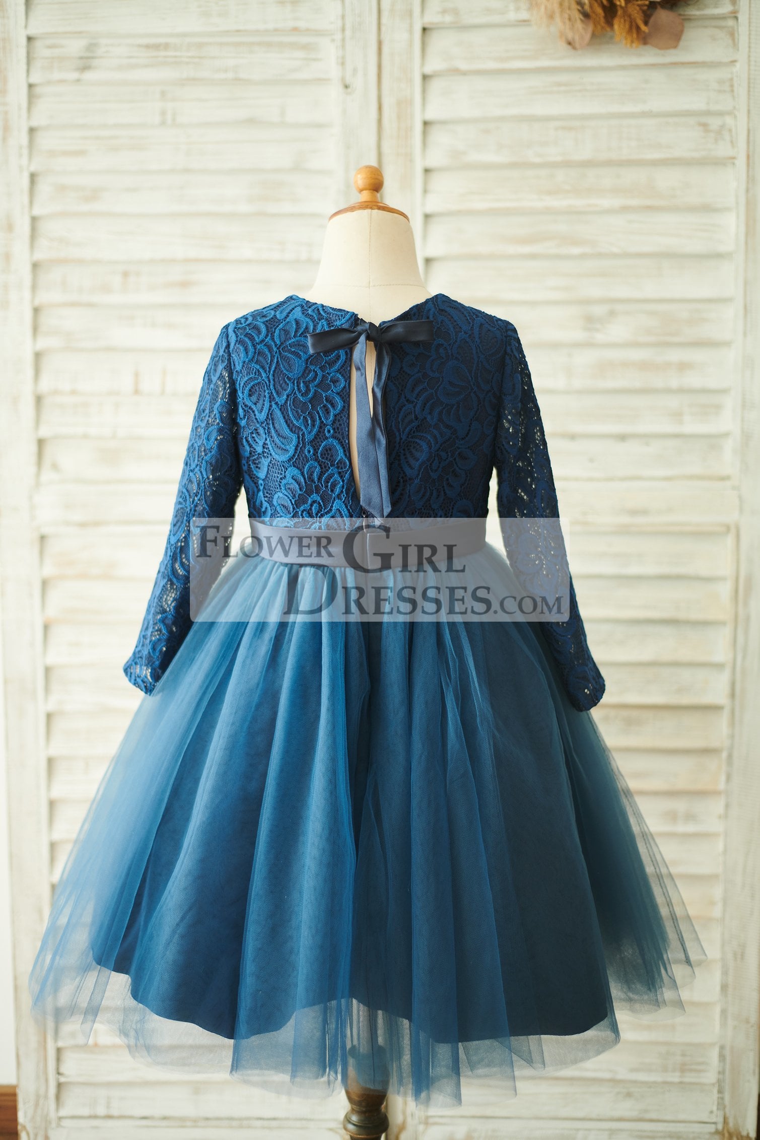 Navy blue lace flower best sale girl dress