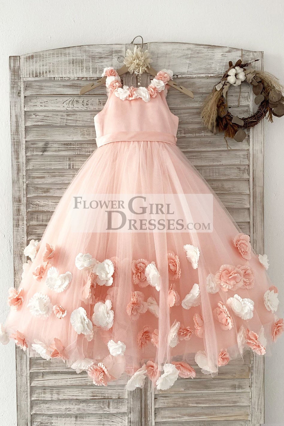 Fancy Girls Dress Tulle Lace Wedding Bridesmaid Ball Gown Floor