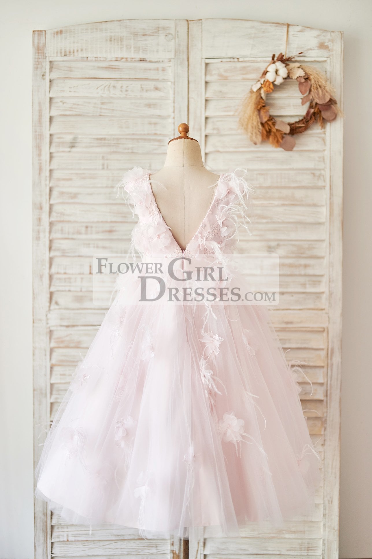 Feather Flower Girl Dress