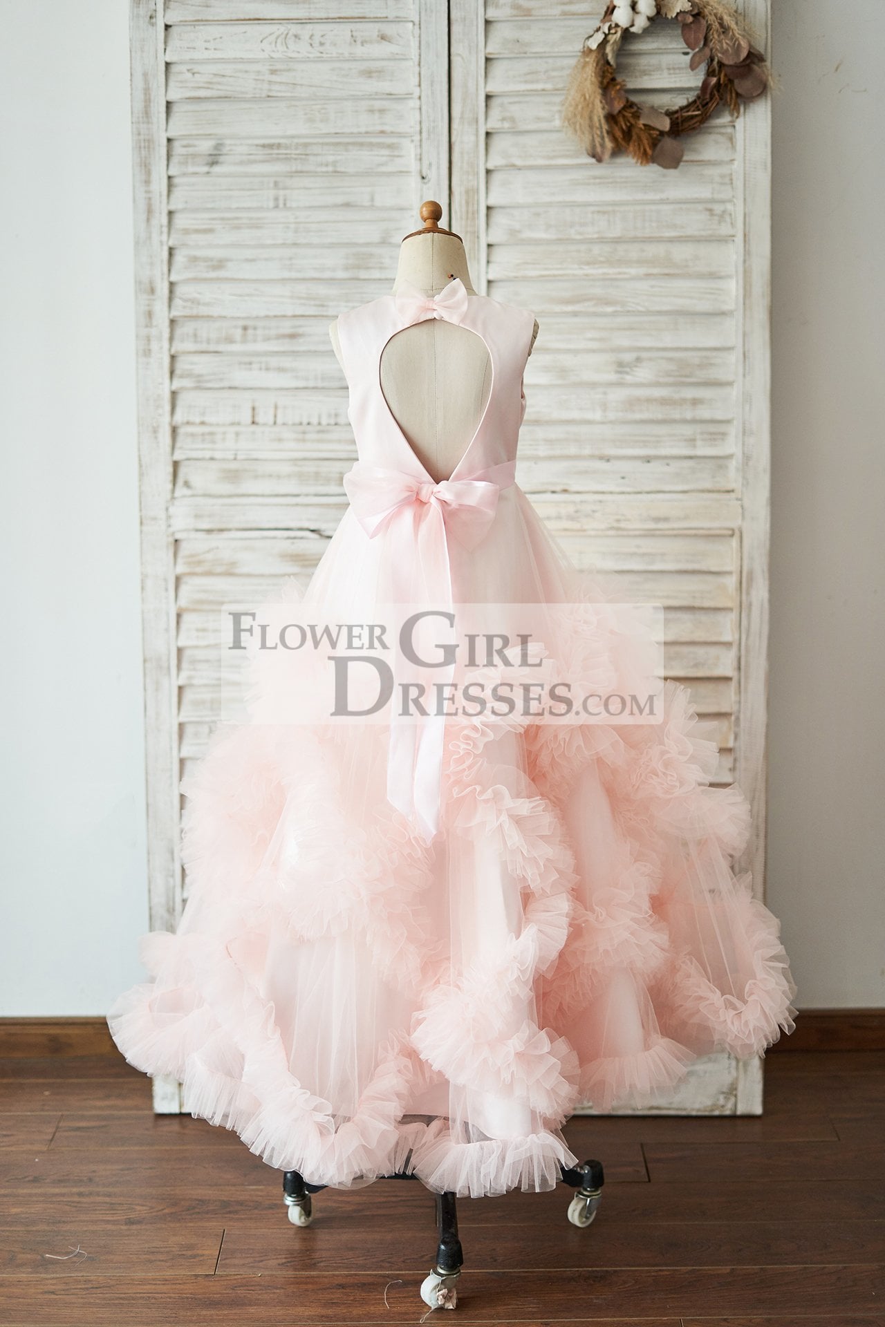 Satin and tulle flower girl clearance dress